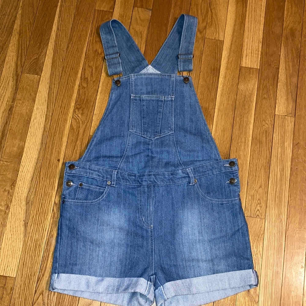 Maternity denim short overalls